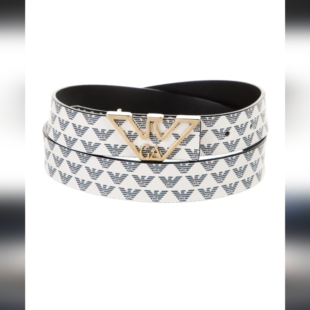 Emporio Armani Grey/Gold Women's Belt, Giorgio Armani Logo